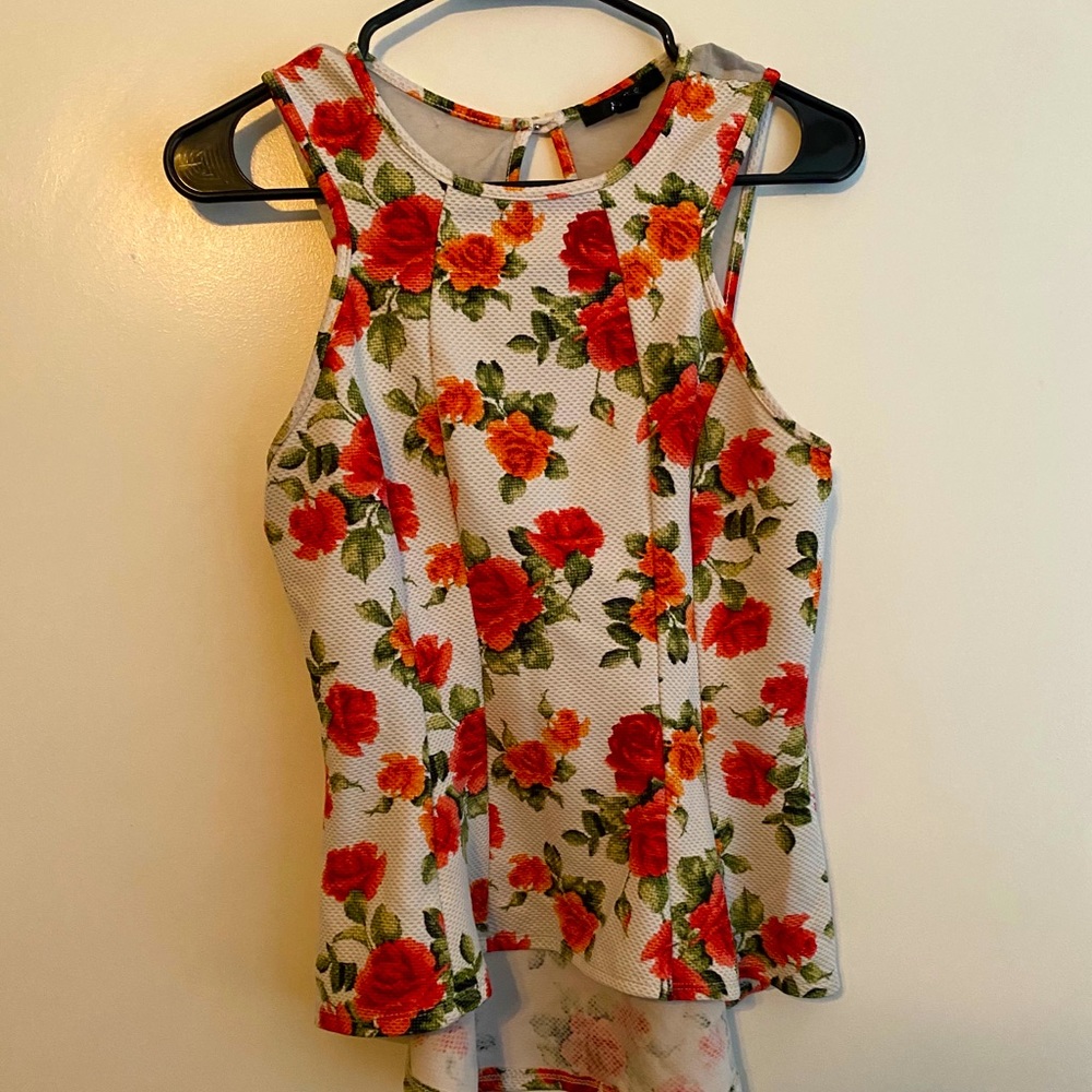 Papaya White Peplum Floral Blouse